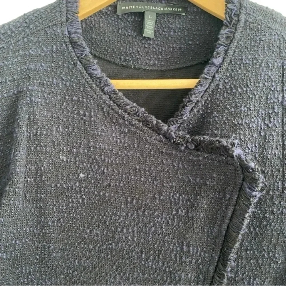 White House Black Market Tweed Top Blazer Raw Asymmetrical Hem Jacket L